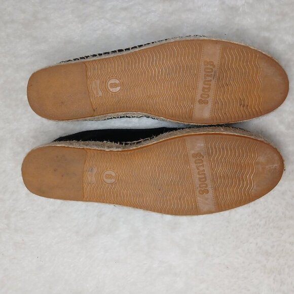 SOLUDOS Calf Hair Slip On Smoking Slipper Platform Espadrilles Black Size 8 - Picture 9 of 10